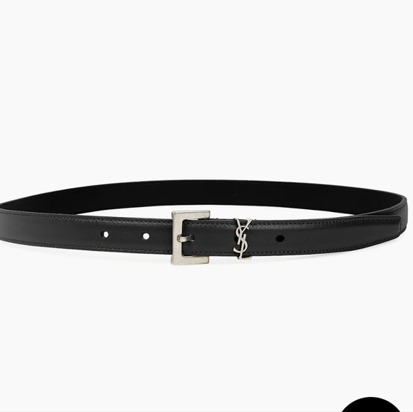 Saint Laurent Accessories - NWT Saint Laurent YSL Black Leather Belt with Silver Buckle